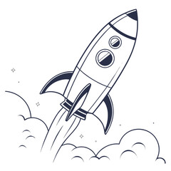Minimalist Rocket Launch Vector Illustration