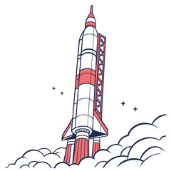 Space Rocket Ship Vector Art Illustration