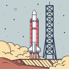 Stylized Rocket Icon for Technology Concepts