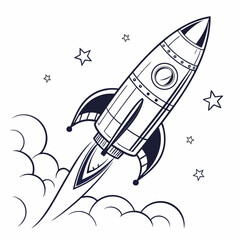 Modern Rocket Vector Art on White Background