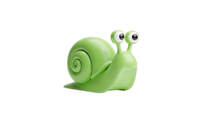 Green Cartoon Snail on White Background