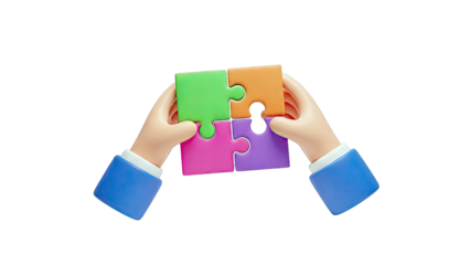 Hands assembling puzzle pieces - Teamwork concept