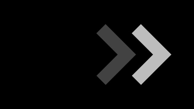 White direction indicators animation on black background. Loop animation direction concept