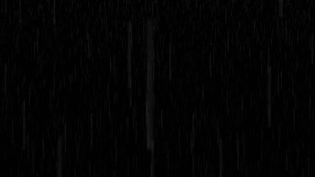heavy rain looping over black background. Isolated Rain Loop on Black and green screen