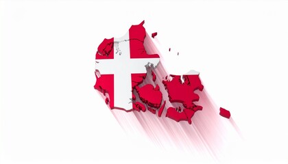 3D Denmark Map with National Flag Design Abstract Scandinavian Geography Concept