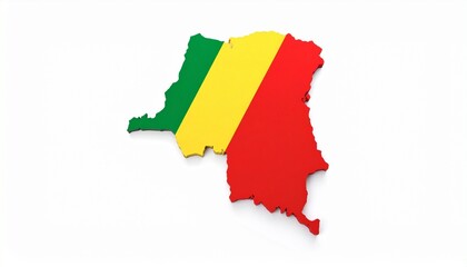 3D Republic of the Congo Map with National Flag Design Abstract African Geography Concept