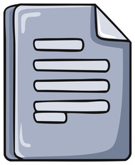 Hand-drawn File Document with Lines, Corner Folded, in Gray Scale