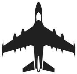 Dark Aircraft Silhouette Graphic Top View: Jet Fighter Plane with Missiles, Vectors