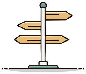 Blank directional wooden signpost indicating multiple paths and choices