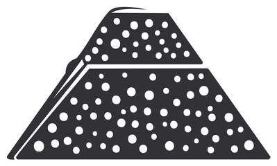 Iconic Cheese Wedge Slices in Dark Gray Tone with Circular Holes Delicious Food Symbol