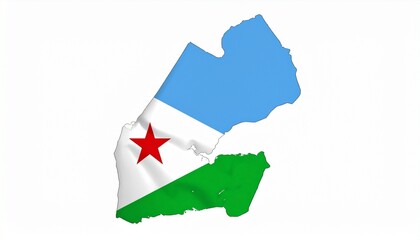 3D Djibouti Map with National Flag Design Abstract East African Geography Concept