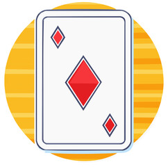 Flat style red diamond playing card graphic icon for gaming and casino