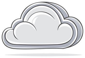 Cartoon Illustration of a Gray Cloud with Light Shadow Weather Theme
