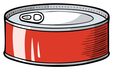 Illustration of Sealed Metal Food Can with Pull Tab for Packaging Needs