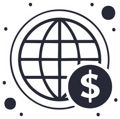 Global finance and money concept with world globe and dollar sign.