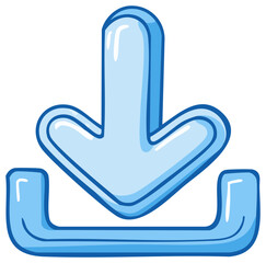 Stylized Blue Download Arrow Symbol with Holder Graphic for Websites
