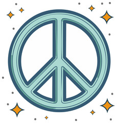 Peace symbol with stars and dots. Illustration for harmony and love.