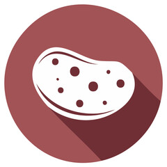Illustration of bean on round brown background with long shadow, simple modern vector design.