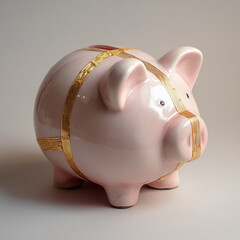 Pink Piggy Bank: The ceramic piggy bank is elegantly adorned with gold detailing. Capturing the spirit of saving, aspiration, and financial planning, all the while creating a vivid imagery. 