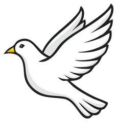 Obraz premium Cartoon White Dove Flying Vector Illustration