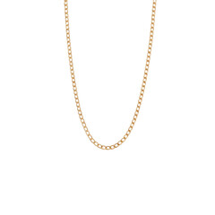 Golden Chain Laying Flat on a White Surface, Creating a Simple Focal Point for Jewelry Enthusiasts