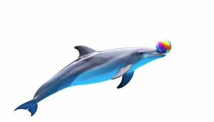 Playful Dolphin Balances Colorful Ball on Nose