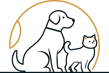 Obraz premium Stylish Pet Illustration: Cat and Dog 