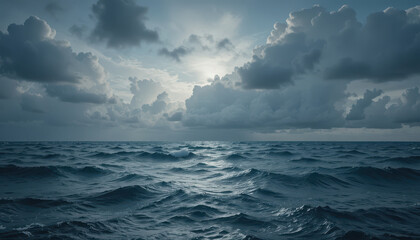 Fototapeta premium A dramatic ocean landscape with dark clouds and choppy waves