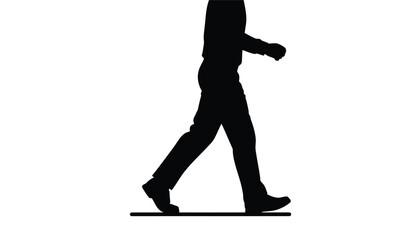 Silhouette of a person walking forward captured in a simple black shape