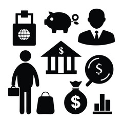 business man with money and bag on white background