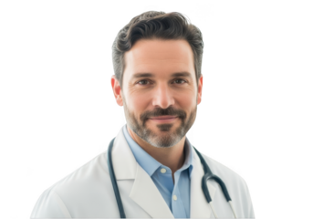 Doctor portrait isolated on transparent background