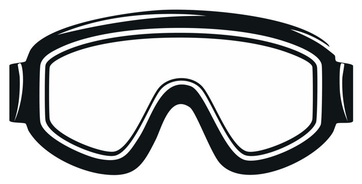 Black and white ski goggles illustration for winter sports equipment and eye protection