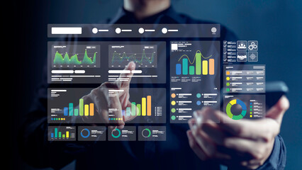 Ai agent intelligence tracking business performance dashboard statistic datum information pie chart graph report overview marketing strategy indicator