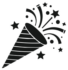 Obraz premium Exploding Party Popper Emitting Streamers Confetti and Stars for Celebration Events