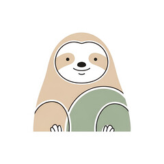 Japandi Sloth Minimal Illustration