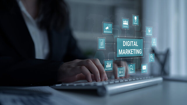 Digital marketing dashboard connecting data analytics, social media, SEO, and content strategy to improve business growth and customer engagement. Parse - Powered by Adobe