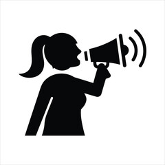 Young Girl Using Megaphone vector icon