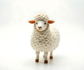 Obraz premium Sheep Figurine Isolated on White Background