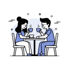 Illustration of young couple enjoying coffee together