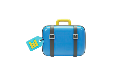 Blue Suitcase with Tag - Travel and Business Concept