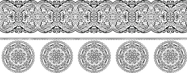 Ornate vintage lace border vector, decorative mandala round pattern illustration clipart design art element