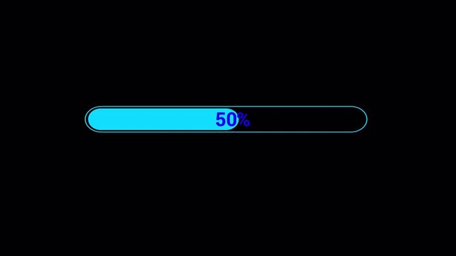 abstract loading bar animation transparent background, Loading bar and percentage Futuristic progress loading bar 0-100 percent in 4k