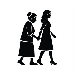 Two Women Walking In Harmony