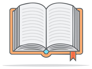 Open Book with Blank Pages and Ribbon Bookmark