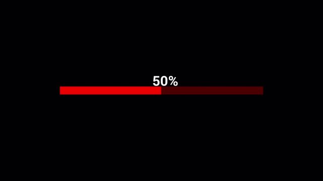 abstract loading bar animation transparent background, Loading bar and percentage Futuristic progress loading bar 0-100 percent in 4k