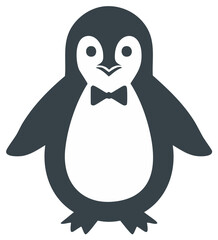 Obraz premium Adorable cartoon penguin wearing a formal bow tie, cute animal character icon