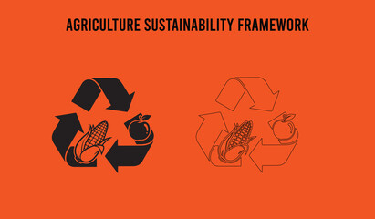 agriculture sustainability framework icon set line art