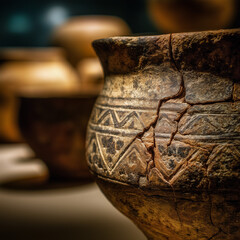 Close-up of ancient pottery.