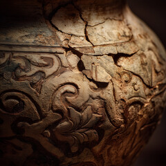 Close-up of ancient pottery.