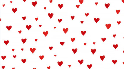 Red hearts pattern, paper cut romantic concept, top view. Beautiful hearts on pastel pink background with copy space. Valentines Day greeting card concept. Flat lay art.